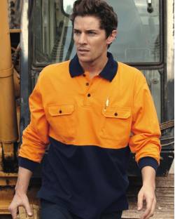 Cotton Jersey Hi Vis Polo, Long Sleeve